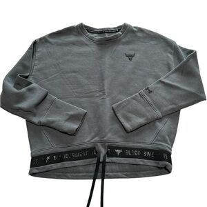 Under Armour Project Rock Cropped Dark Gray Crewneck Sweatshirt